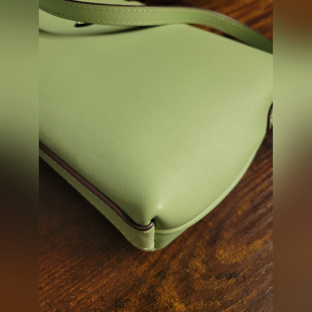 Coach Hamptons Small Leather Shoulder Bag.  Color: Pale Pistachio - Picture 12 of 16